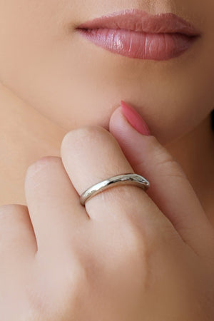 Anel Ajustável Liso Tamanho G Ródio Branco