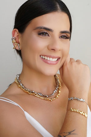 Piercing Dois Filetes Orgânico Banhado a Ouro 18K