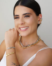 Piercing Dois Filetes Orgânico Ródio Branco