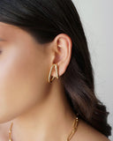 Ear Hook Dois Filetes Lisos Banhado a Ouro 18K