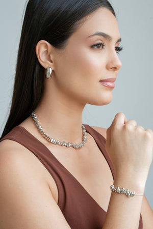 Choker Cascalhos Lisos Ródio Branco