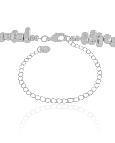 Choker Cascalhos Lisos Ródio Branco - 32 cm
