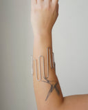 Bracelete Fio Ondas Ródio Branco