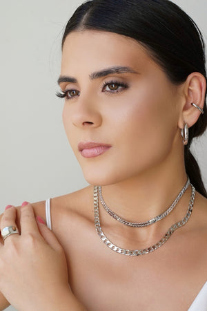 Choker Malha Cubana 6.5 mm Ródio Branco