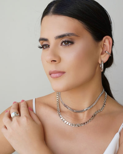 Choker Malha Cubana 6.5 mm Ródio Branco