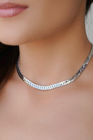 Choker Malha Cubana 6.5 mm Ródio Branco