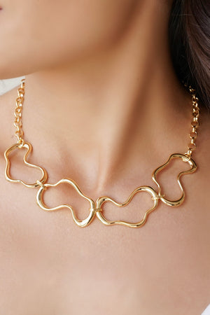 Gargantilha Elos Portugueses Orgânico Vazado Banhado a Ouro 18K