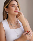 Gargantilha Elos Portugueses Orgânico Vazado Ródio Branco