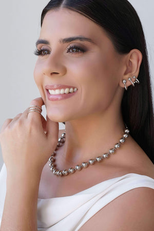 Choker Bolas Lisas 10 mm Ródio Branco