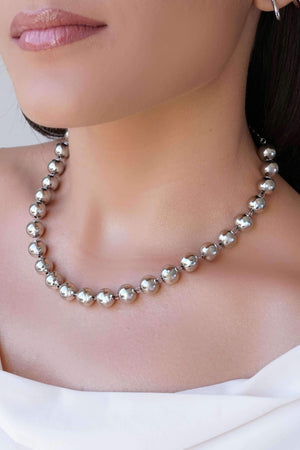 Choker Bolas Lisas 10 mm Ródio Branco