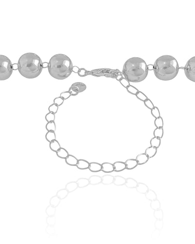 Choker Bolas Lisas 10 mm Ródio Branco - 32 cm