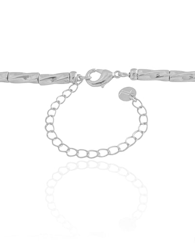 Choker Canutilhos Torcidos Ródio Branco - 31 cm