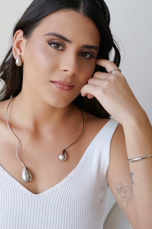 Aro Gotas Lisas Ródio Branco