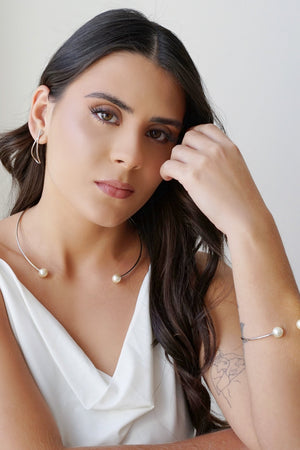 Aro Pérolas Ródio Branco