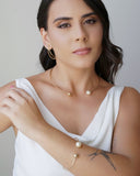 Bracelete Bola Lisa e Pérola Banhado a Ouro 18K