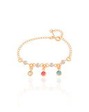 Pulseira Infantil Pérolas Pontos de Luz Coloridos Banhado a Ouro 18K
