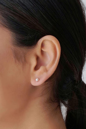 Brinco Pérola 4 mm Ródio Branco