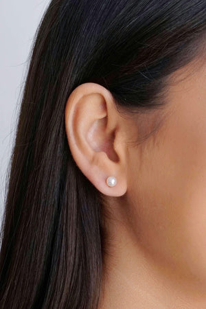 Brinco Pérola 6 mm Ródio Branco