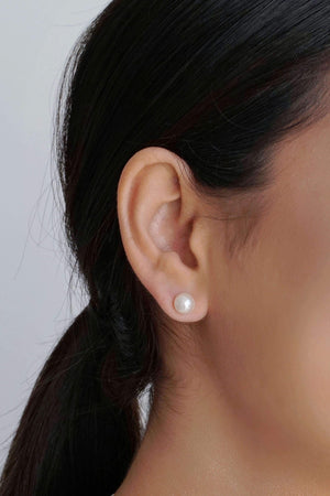 Brinco Pérola 8 mm Ródio Branco