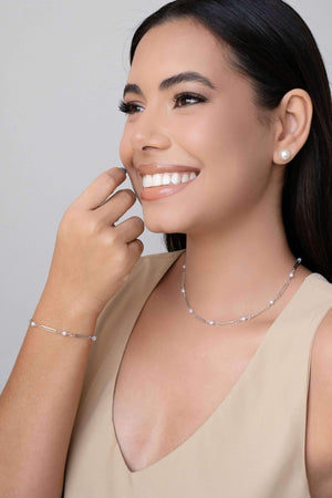 Brinco Pérola 10 mm Ródio Branco