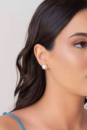 Brinco Pérola Achatada 12 mm Banhado a Ouro 18K