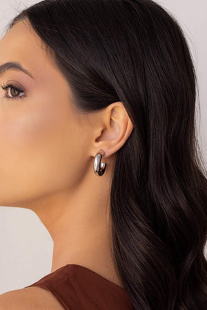 Brinco Argola Tubo Lisa 2.6 cm Ródio Branco