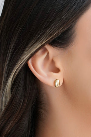 Brinco Oval Liso Banhado a Ouro 18K