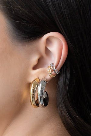 Piercing Entrelaçado Vazado Banhado a Ouro 18K