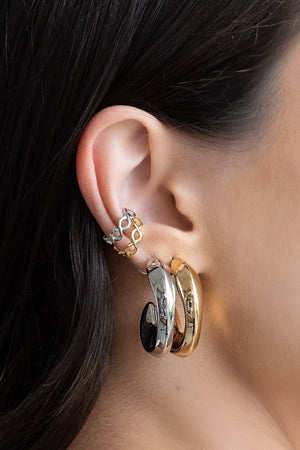 Piercing Entrelaçado Vazado Ródio Branco