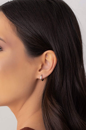 Brinco Argola Click Lisa 1.2 cm Ródio Branco