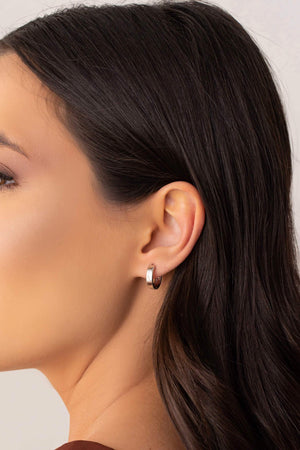 Brinco Argola Click Lisa 1.3 cm Ródio Branco