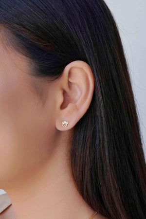 Brinco Pata Pet Cravejado Cristal 6 mm Banhado a Ouro 18K