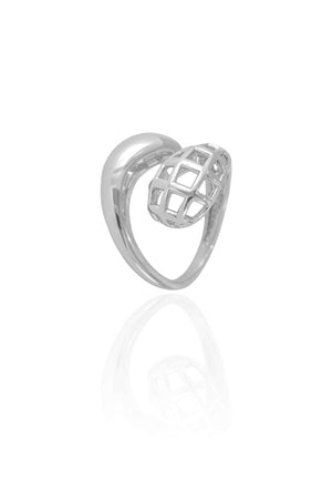 Anel Ajustável Tela Liso Tamanho P Ródio Branco