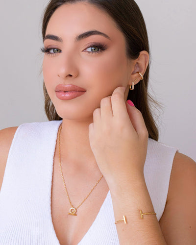 Brinco Palito Liso 5 mm Banhado a Ouro 18K