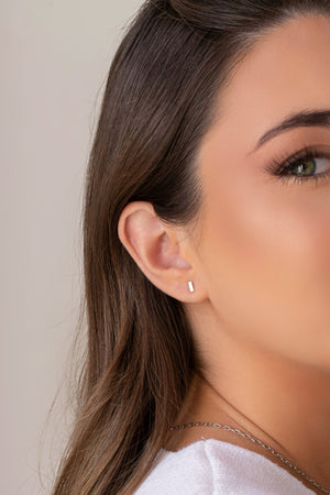 Brinco Palito Liso 5mm Ródio Branco