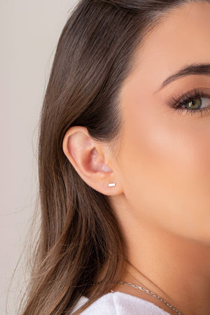 Brinco Palito Liso 5mm Ródio Branco