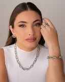 Choker Elos Entrelaçados Texturizados 12 mm Ródio Branco