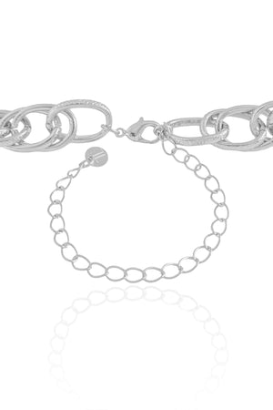 Choker Elos Entrelaçados Texturizados 12 mm Ródio Branco