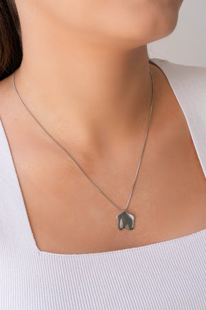 Gargantilha Veneziana Pingente Orgânico Liso 1.5 cm Ródio Branco - 45cm