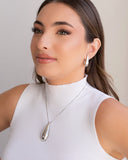 Brinco Argola Gota Lisa 3cm Ródio Branco