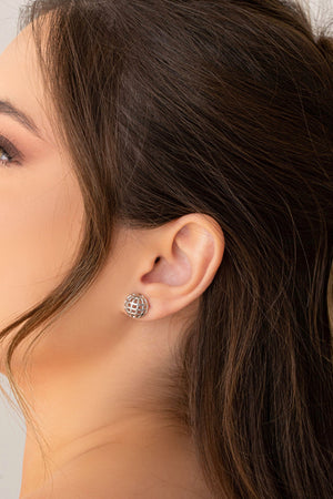 Brinco Meia Bola Tela 1.2 cm Ródio Branco