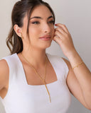 Gargantilha Gravata Plaquinhas Achatadas Banhado a Ouro 18K - 45 cm