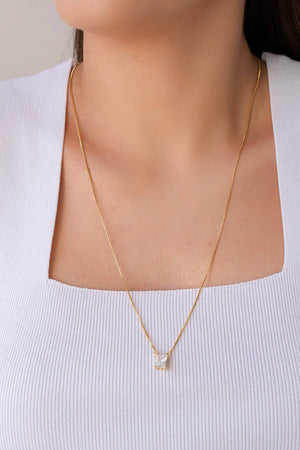 Escapulário Retângulos Cristal Banhado a Ouro 18K - 65 cm