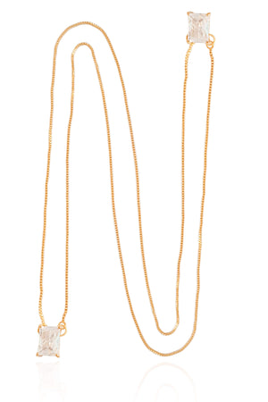 Escapulário Retângulos Cristal Banhado a Ouro 18K - 65 cm