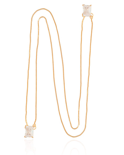 Escapulário Retângulos Cristal Banhado a Ouro 18K - 65 cm