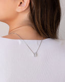 Escapulário Retângulos Cristal Ródio Branco - 65 cm