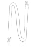 Escapulário Retângulos Cristal Ródio Branco - 65 cm
