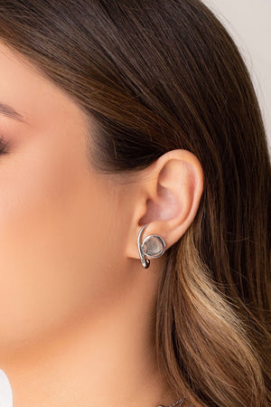 Ear Hook Redondo Liso Ródio Branco