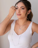 Gargantilha Longa Veneziana Ponto de Luz Cristal Ródio Branco - 80 cm