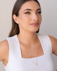 Piercing Baguete Cristal Banhado a Ouro 18K